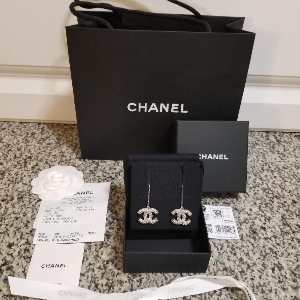 SOLD!!! Baguette Christal CC XL dangle earrings - Picture 4 of 17